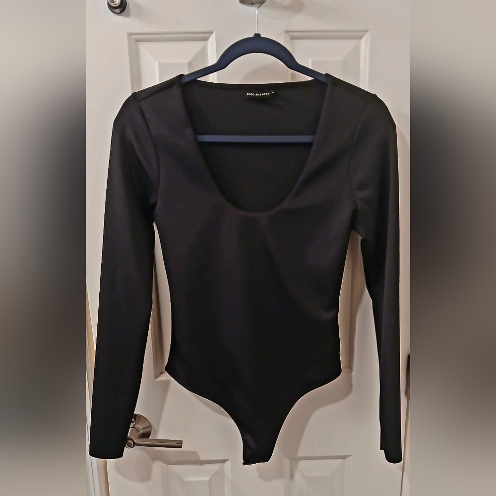 Good American Black Long-Sleeve Shapewear Bodysuit